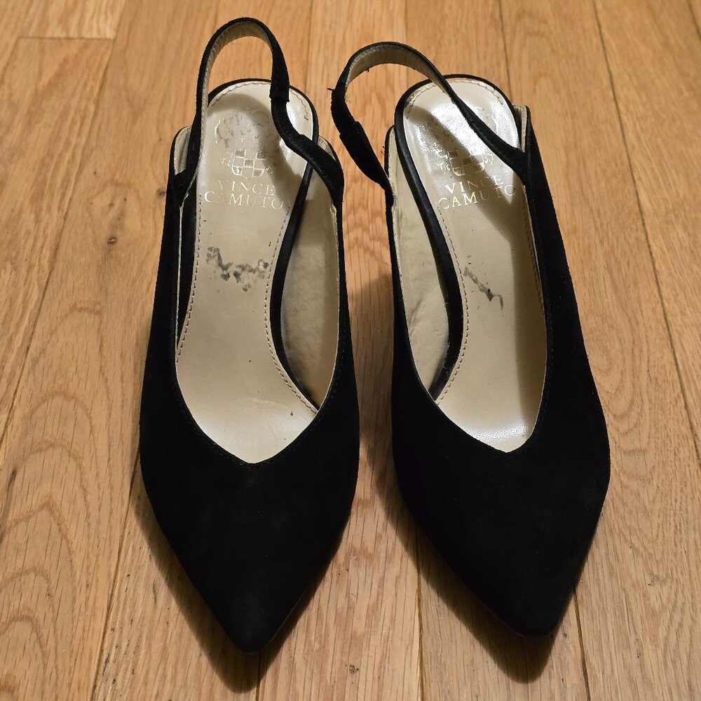 Vince Camuto Black Suede Slingback Heels – Size 7.5